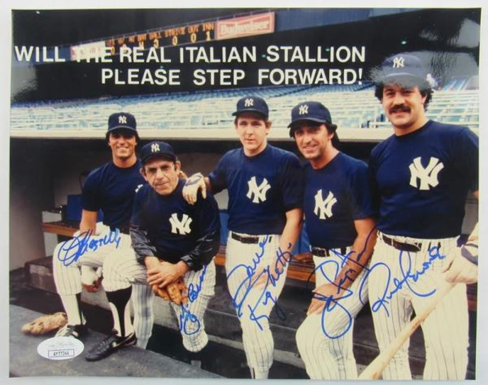 Yankees 8x10 Photo Signed By (5) with Yogi Berra, Lee Mazzilli, Dave ...