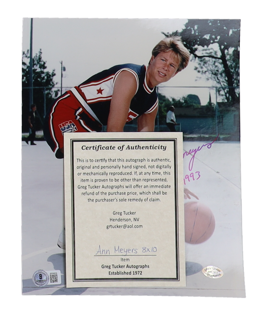 Ann Meyers Signed Team USA 8x10 Photo Inscribed "HOF 1993" (Beckett) at PristineAuction.com Ann Meyers Signed Team USA 8x10 Photo Inscribed "HOF 1993" (Beckett) at PristineAuction.com
