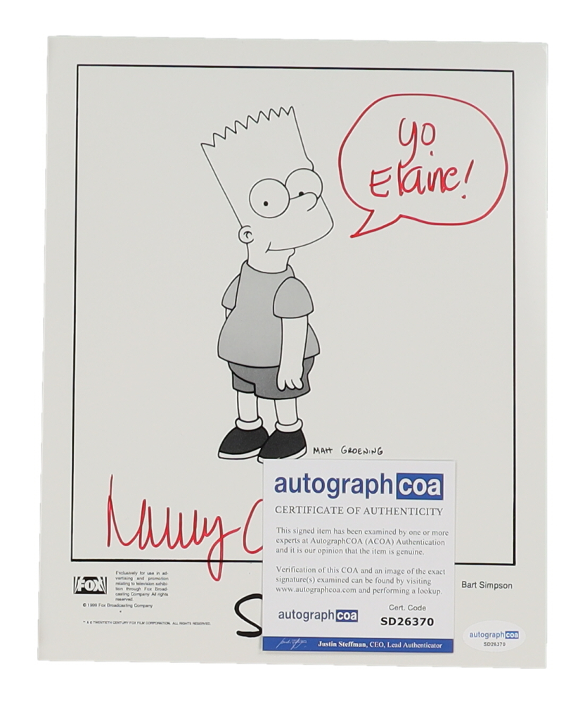 Nancy Cartwright Signed "The Simpsons" 8x10 Photo Inscribed "Yo" (ACOA ...