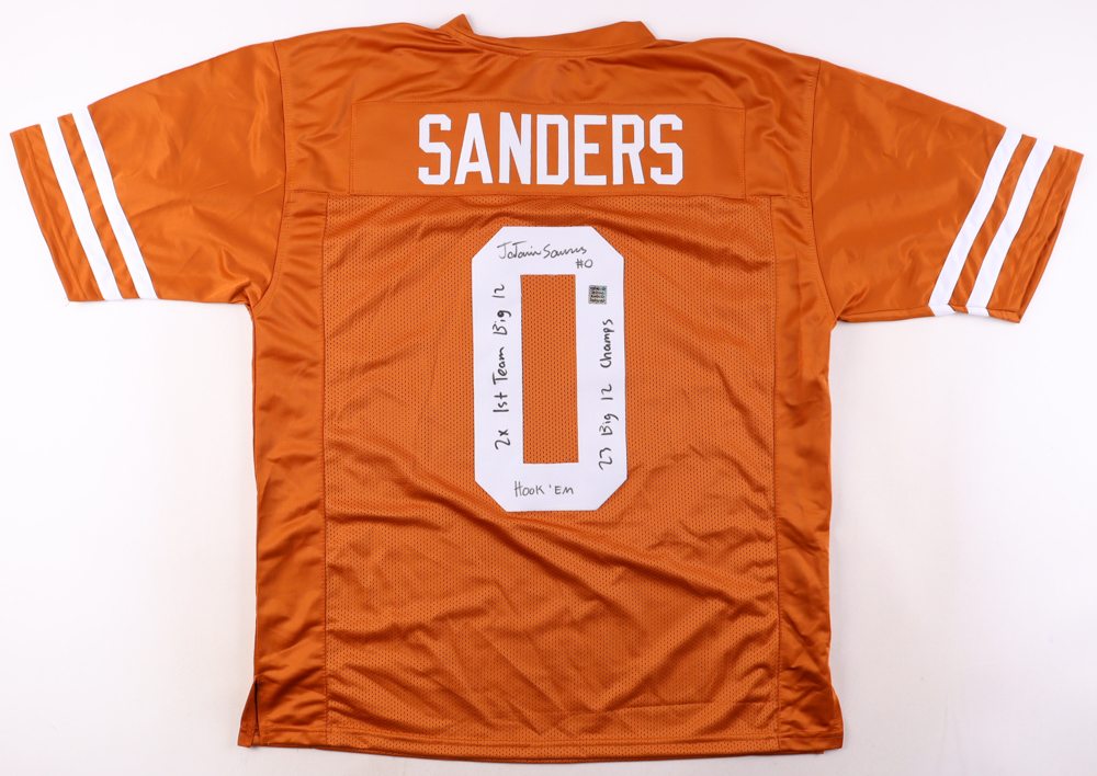 Ja'Tavion Sanders Signed Jersey With Multiple Inscriptions (Playball Ink) at PristineAuction.com Ja'Tavion Sanders Signed Jersey With Multiple Inscriptions (Playball Ink) at PristineAuction.com