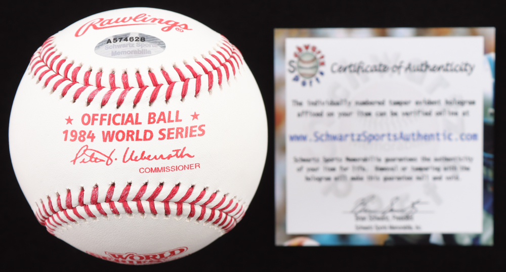 Dave Rozema Signed 1984 World Series Baseball Inscribed "84 WS Champs" (Schwartz) at PristineAuction.com Dave Rozema Signed 1984 World Series Baseball Inscribed "84 WS Champs" (Schwartz) at PristineAuction.com