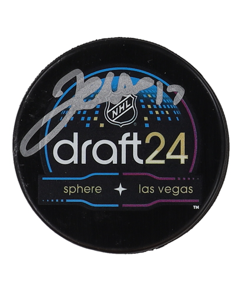 Jett Luchanko Signed 2024 Draft Logo Hockey Puck (Beckett) at PristineAuction.com Jett Luchanko Signed 2024 Draft Logo Hockey Puck (Beckett) at PristineAuction.com