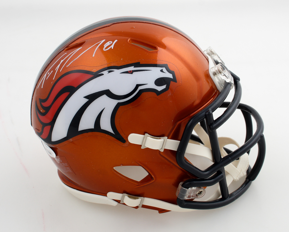 Tim Patrick Signed Broncos Flash Alternate Speed Mini Helmet (JSA) at PristineAuction.com Tim Patrick Signed Broncos Flash Alternate Speed Mini Helmet (JSA) at PristineAuction.com