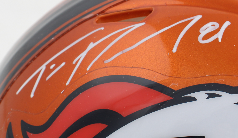 Tim Patrick Signed Broncos Flash Alternate Speed Mini Helmet (JSA) at PristineAuction.com Tim Patrick Signed Broncos Flash Alternate Speed Mini Helmet (JSA) at PristineAuction.com