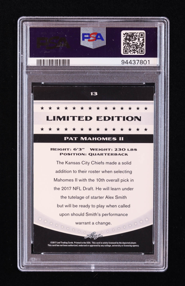 Patrick Mahomes Rookie Card 2017 Patrick Mahomes Leaf Rookie Card #13 - Kansas City Chiefs MVP Nfl Football Merchandise Patrick Mahomes Rookie Card 2017 Patrick Mahomes Leaf Rookie Card #13 - Kansas City Chiefs MVP Nfl Football Merchandise