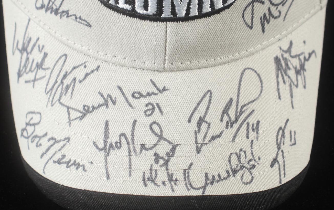 NHL "Hockey's Greatest" Alumni Hat Signed by (30) with Lanny McDonald, Bob Probert, Wendel Clark, Todd Harvey (Beckett) at PristineAuction.com NHL "Hockey's Greatest" Alumni Hat Signed by (30) with Lanny McDonald, Bob Probert, Wendel Clark, Todd Harvey (Beckett) at PristineAuction.com