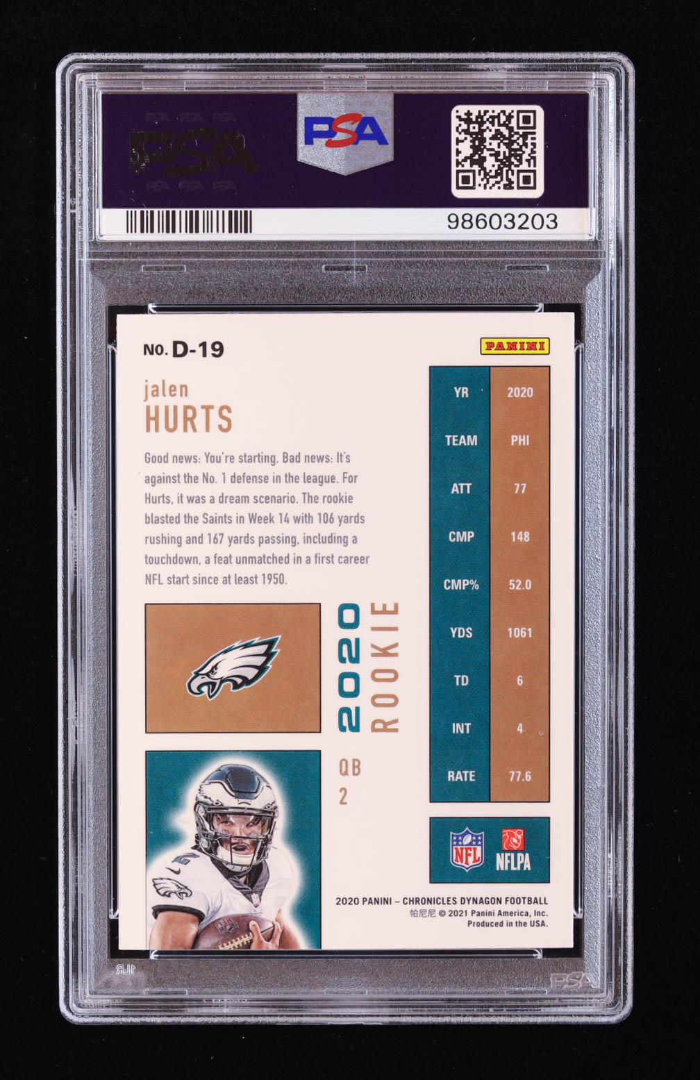 Jalen Hurts 2020 Dynagon Rookies #19 RC (PSA 10) at PristineAuction.com Jalen Hurts 2020 Dynagon Rookies #19 RC (PSA 10) at PristineAuction.com