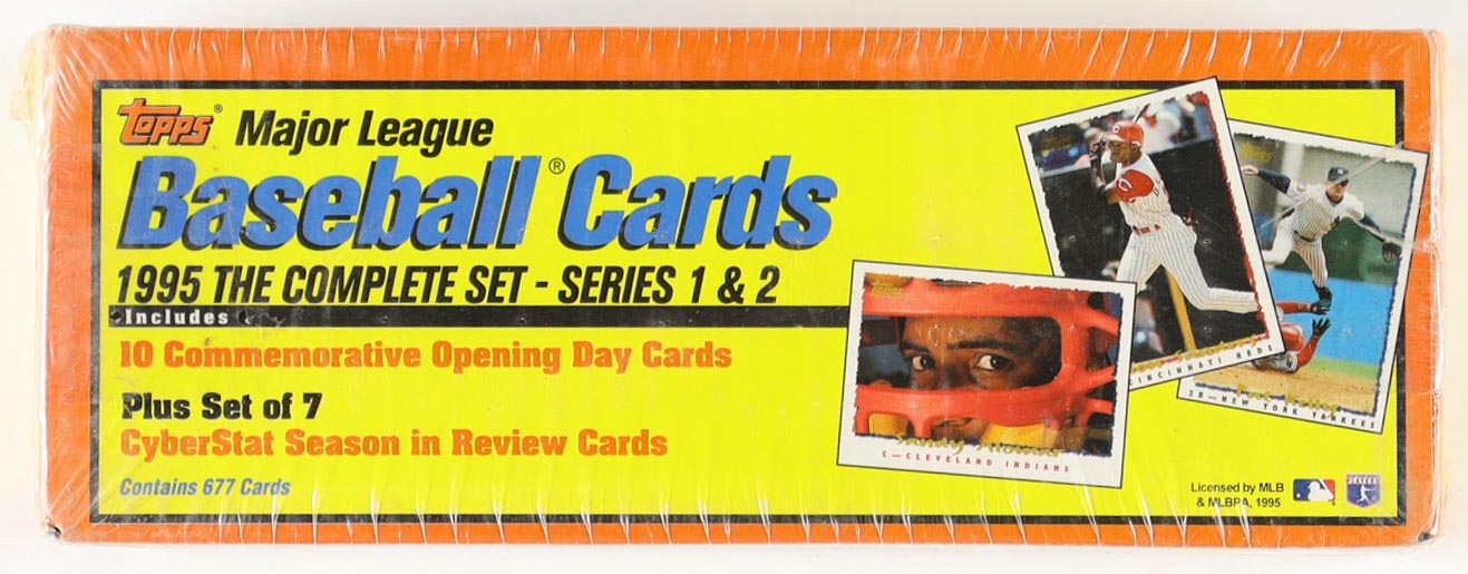 1995 Topps Baseball Complete Factory Set of (677) Cards with Ken Griffey Jr. #397, Cal Ripken #588, Babe Ruth #3 100th B-Day, Barry Bonds #100 at PristineAuction.com 1995 Topps Baseball Complete Factory Set of (677) Cards with Ken Griffey Jr. #397, Cal Ripken #588, Babe Ruth #3 100th B-Day, Barry Bonds #100 at PristineAuction.com