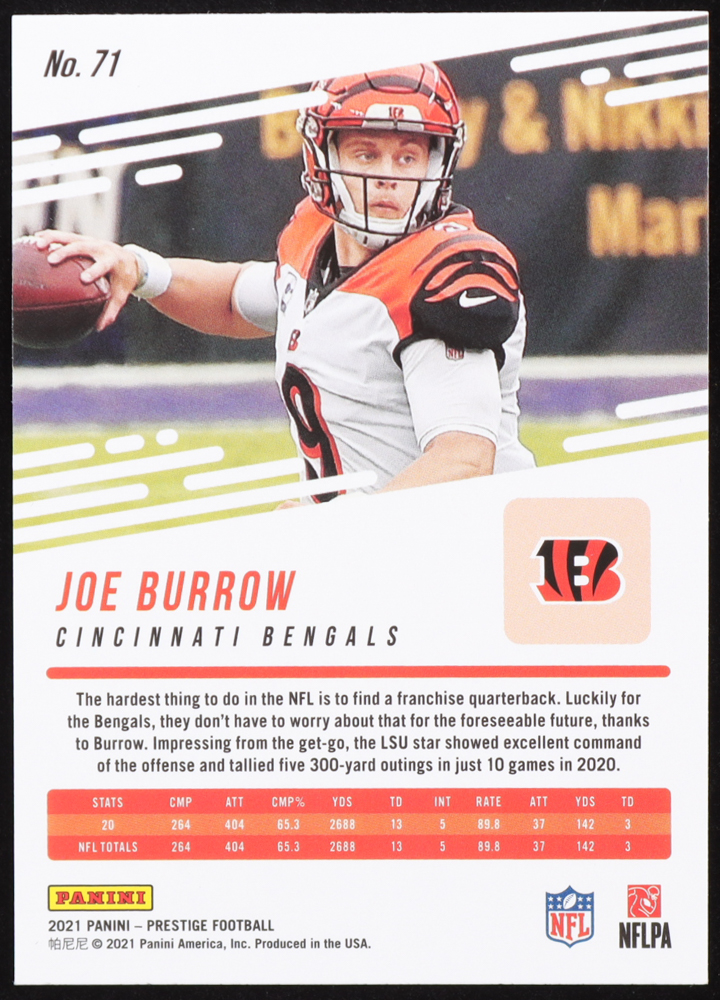 Joe Burrow 2021 Prestige Xtra Points Hyper #71 at PristineAuction.com Joe Burrow 2021 Prestige Xtra Points Hyper #71 at PristineAuction.com