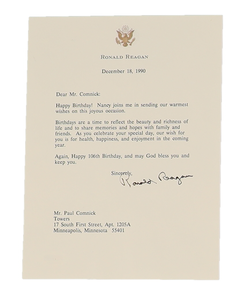 Ronald Reagan Signed 1990 Typewritten Letter on Presidential Stationary (PSA) at PristineAuction.com Ronald Reagan Signed 1990 Typewritten Letter on Presidential Stationary (PSA) at PristineAuction.com