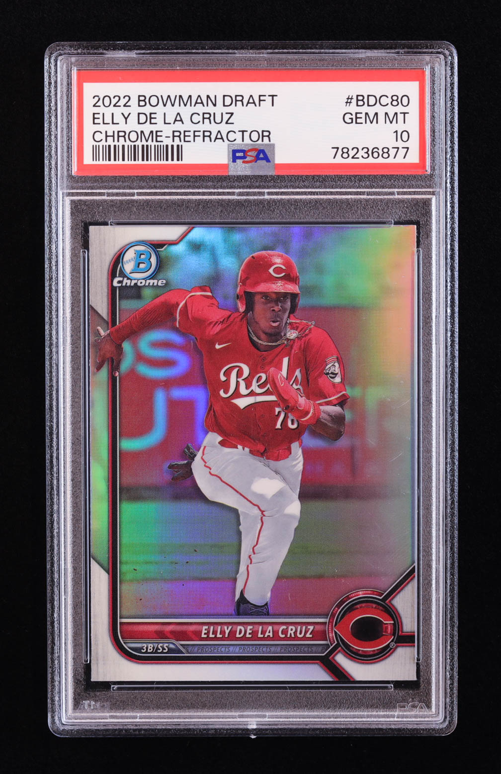 Elly De La Cruz 2022 Bowman Chrome Draft Refractors #BDC80 RC (PSA 10) at PristineAuction.com Elly De La Cruz 2022 Bowman Chrome Draft Refractors #BDC80 RC (PSA 10) at PristineAuction.com