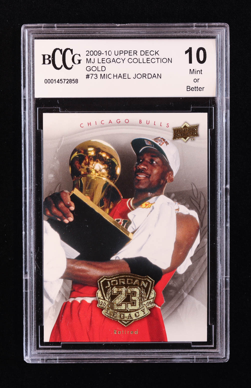 Michael Jordan 2009-10 Upper Deck Michael Jordan Legacy Collection Gold #73 (BCCG 10) at PristineAuction.com Michael Jordan 2009-10 Upper Deck Michael Jordan Legacy Collection Gold #73 (BCCG 10) at PristineAuction.com