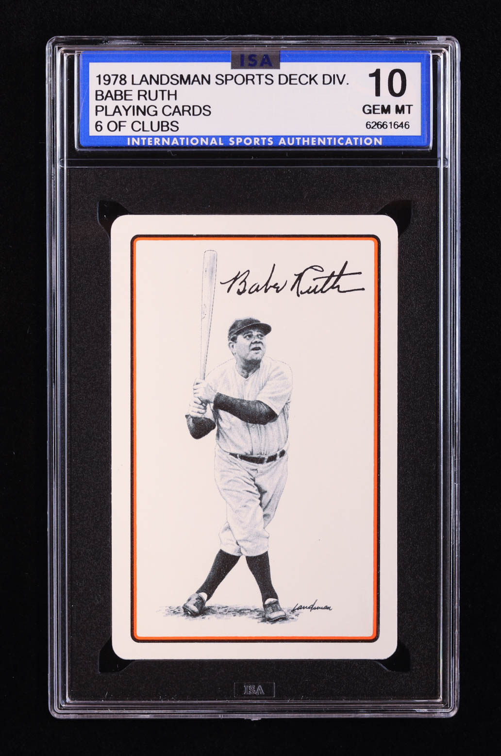 Babe Ruth 1978 Landsman Playing Card (ISA 10) at PristineAuction.com Babe Ruth 1978 Landsman Playing Card (ISA 10) at PristineAuction.com