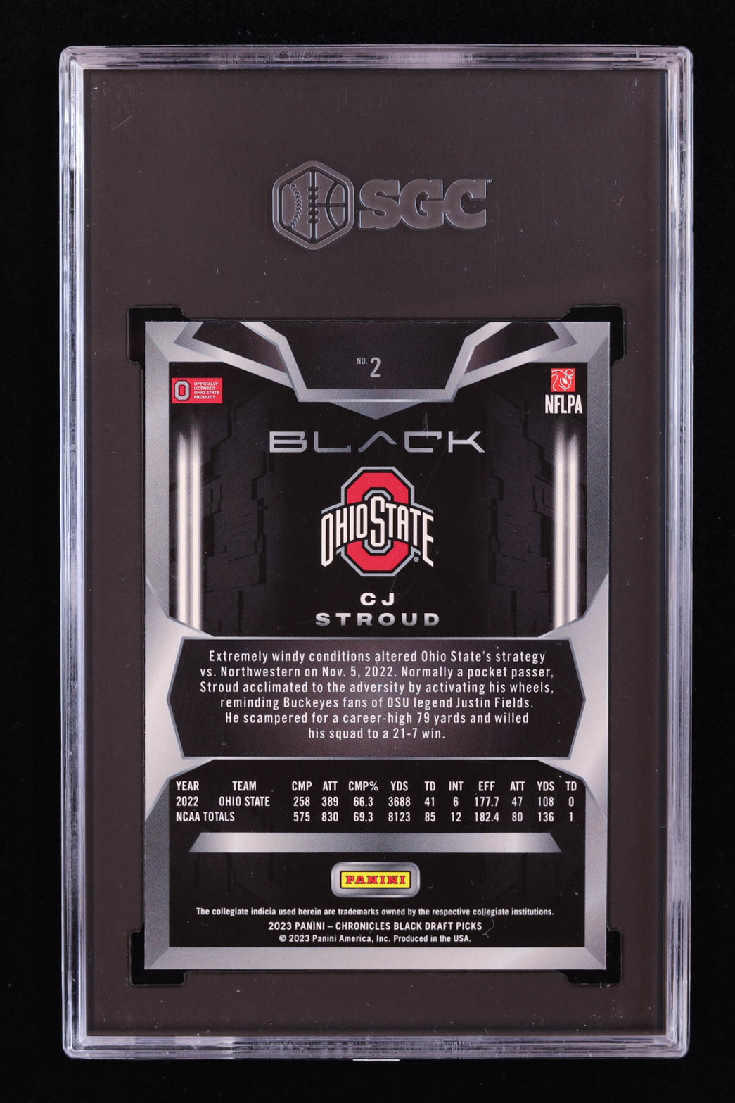 CJ Stroud 2023 Panini Chronicles Draft Picks Panini Black #2 RC (SGC 10) at PristineAuction.com CJ Stroud 2023 Panini Chronicles Draft Picks Panini Black #2 RC (SGC 10) at PristineAuction.com