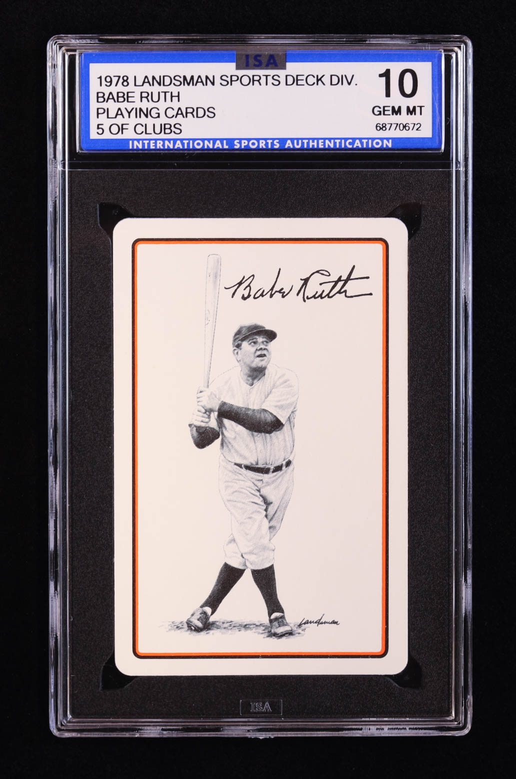 Babe Ruth 1978 Landsman Playing Card (ISA 10) at PristineAuction.com Babe Ruth 1978 Landsman Playing Card (ISA 10) at PristineAuction.com