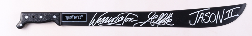 Warrington Gillette Signed "Friday the 13th" 28" Plastic Machete Inscribed "Jason 2" (JSA) at PristineAuction.com Warrington Gillette Signed "Friday the 13th" 28" Plastic Machete Inscribed "Jason 2" (JSA) at PristineAuction.com