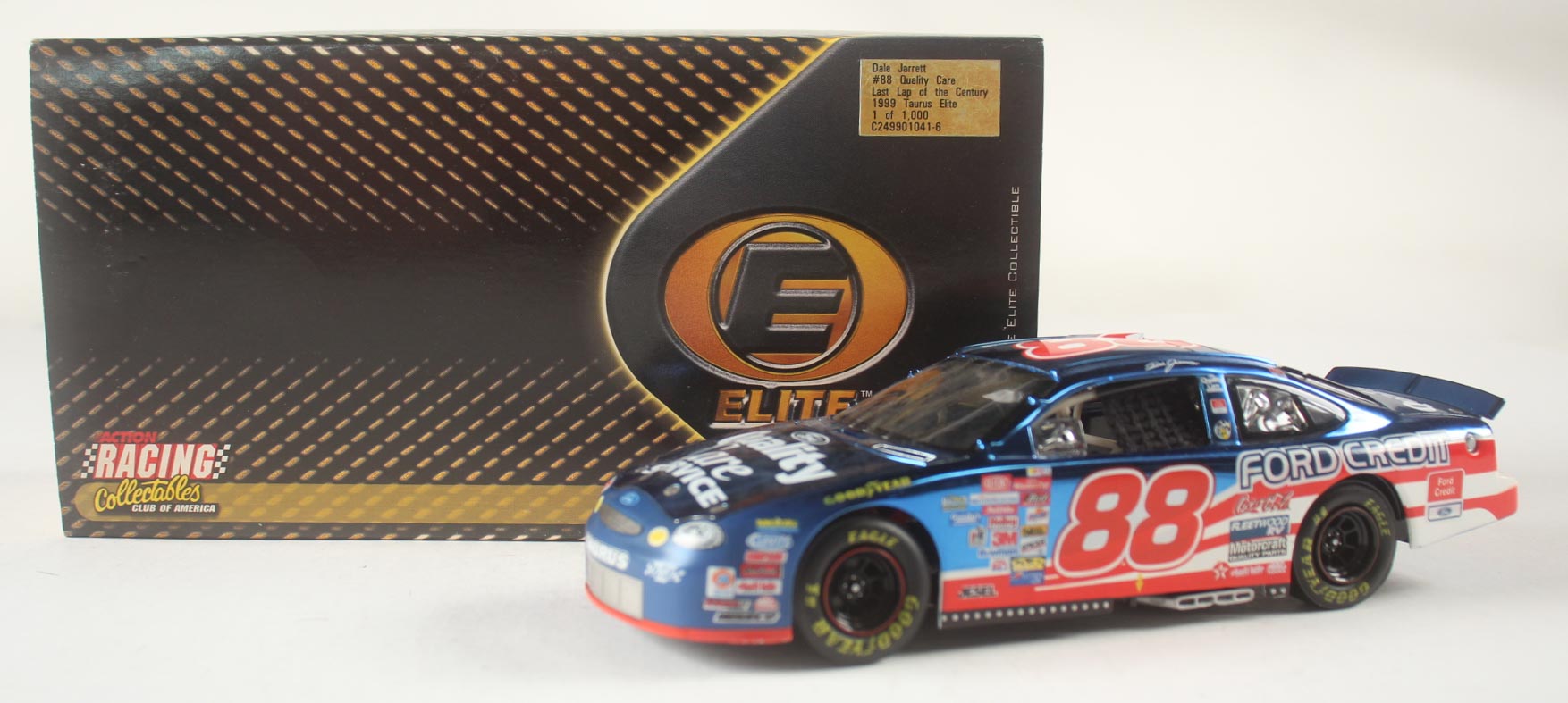 Dale Jarrett LE #88 Quality Care | Last Lap of The Century | 1999 Ford Taurus Elite 1:24 Die-Cast Car at PristineAuction.com Dale Jarrett LE #88 Quality Care | Last Lap of The Century | 1999 Ford Taurus Elite 1:24 Die-Cast Car at PristineAuction.com