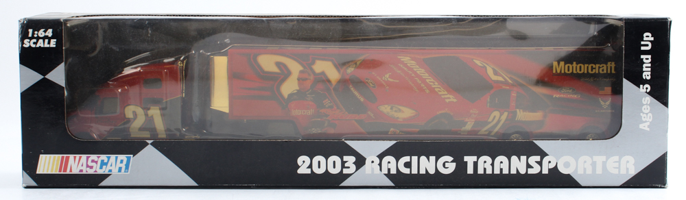 2003 Ricky Rudd Team Caliber Pit Stop Series Motorcraft NASCAR 1:64 Scale Die-Cast Racing Transporter at PristineAuction.com 2003 Ricky Rudd Team Caliber Pit Stop Series Motorcraft NASCAR 1:64 Scale Die-Cast Racing Transporter at PristineAuction.com