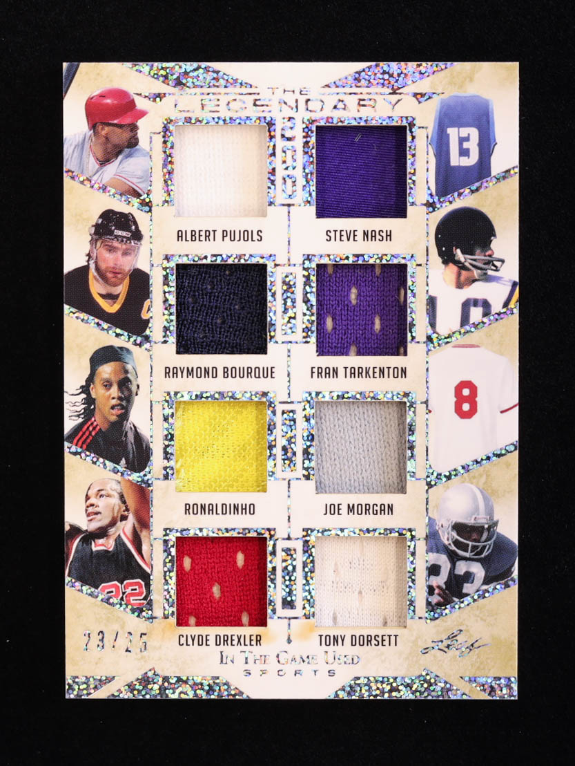 Albert Pujols / Steve Nash / Raymond Bourque / Fran Tarkenton / Ronaldinho / Joe Morgan / Clyde Drexler / Tony Dorsett 2022 ITG Used Sports The Legendary 200 Memorabilia Silver Sparkle #L18 #23/25 at PristineAuction.com Albert Pujols / Steve Nash / Raymond Bourque / Fran Tarkenton / Ronaldinho / Joe Morgan / Clyde Drexler / Tony Dorsett 2022 ITG Used Sports The Legendary 200 Memorabilia Silver Sparkle #L18 #23/25 at PristineAuction.com