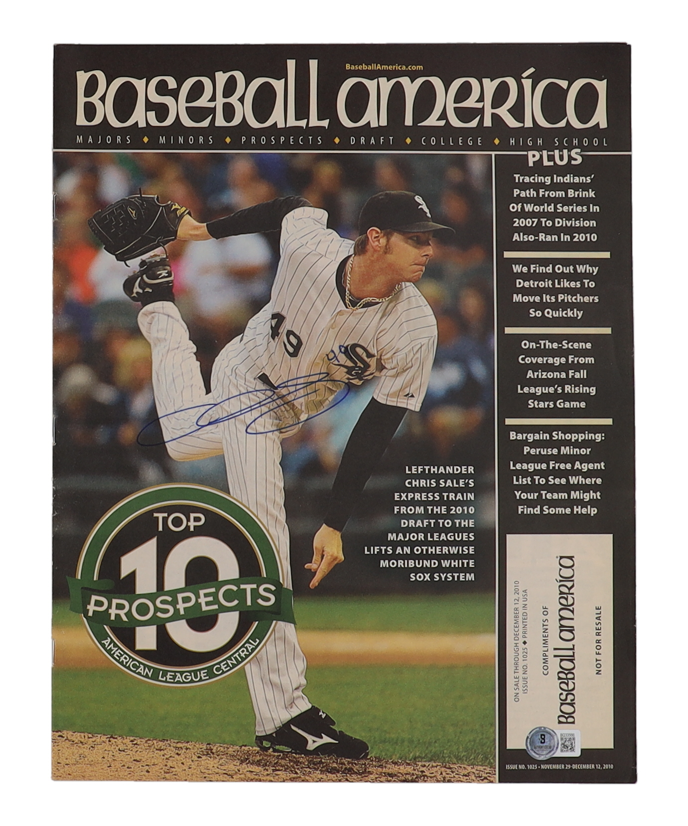 Chris Sale Signed 2010 Baseball America Magazine (Beckett) at PristineAuction.com Chris Sale Signed 2010 Baseball America Magazine (Beckett) at PristineAuction.com