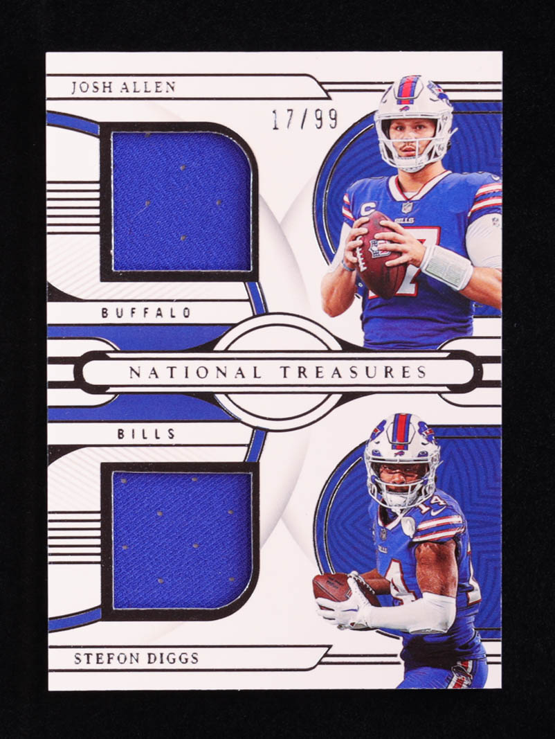 Josh Allen / Stefon Diggs 2022 Panini National Treasures NFL Gear Combo Materials #6 #17/99 at PristineAuction.com Josh Allen / Stefon Diggs 2022 Panini National Treasures NFL Gear Combo Materials #6 #17/99 at PristineAuction.com