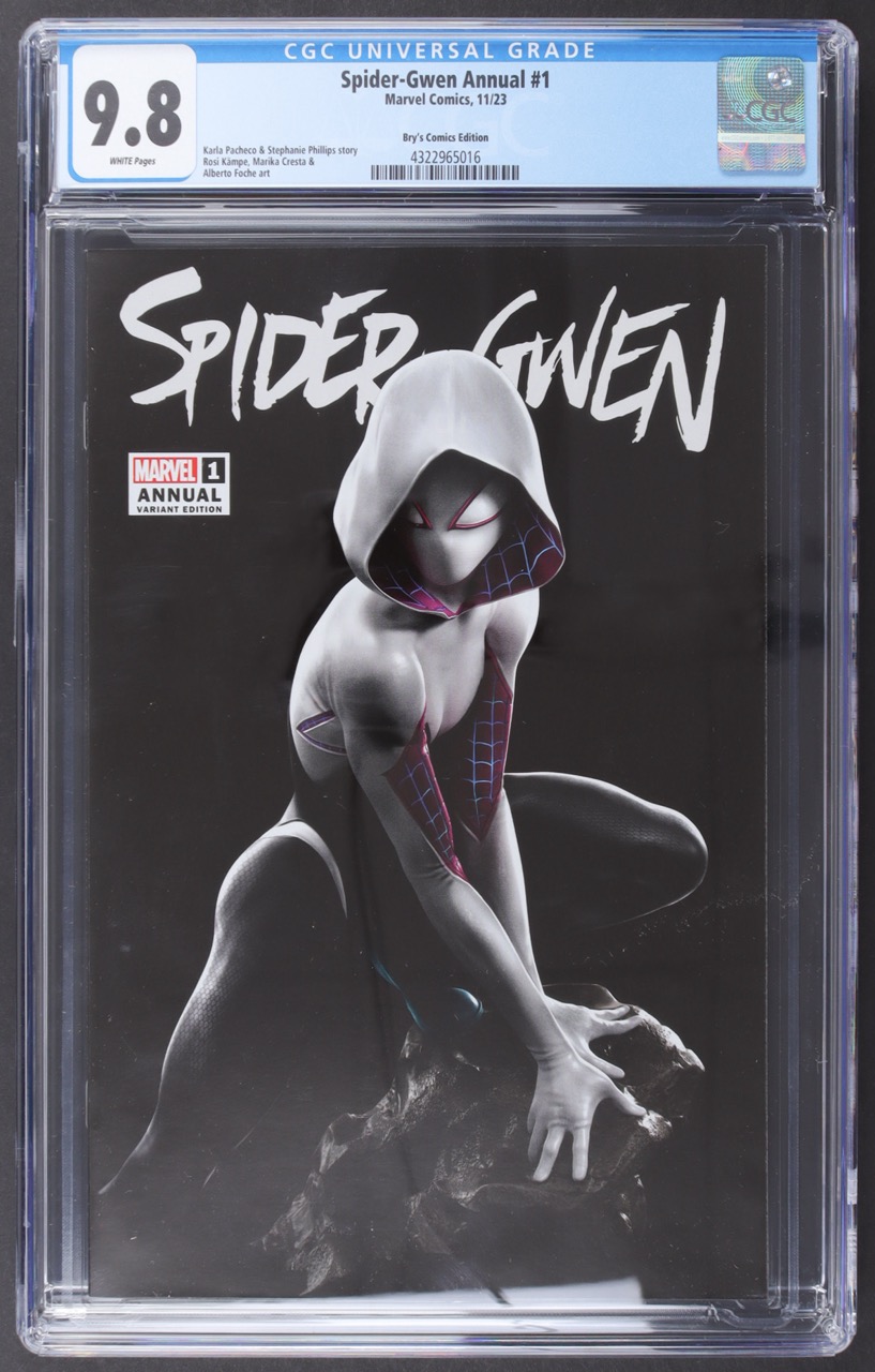 2023 "Spider-Gwen Annual" Issue #1 Grassetti Trade Dress Variant Cover Marvel Comic Book #476/950 (CGC 9.8) at PristineAuction.com 2023 "Spider-Gwen Annual" Issue #1 Grassetti Trade Dress Variant Cover Marvel Comic Book #476/950 (CGC 9.8) at PristineAuction.com