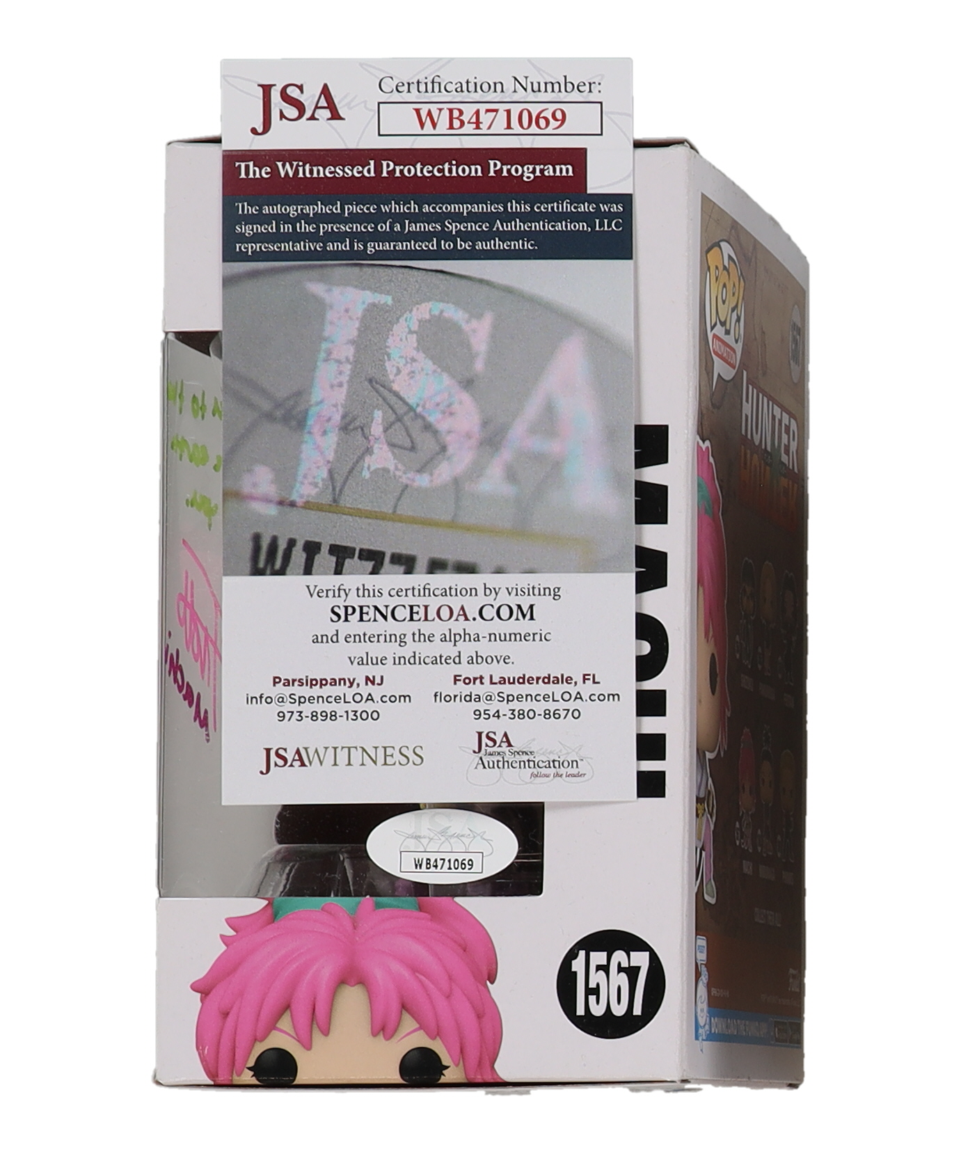 Abby Trott Signed "Hunter x Hunter" #1567 Machi Funko Pop! Vinyl Figure with Extensive Inscription (JSA) at PristineAuction.com Abby Trott Signed "Hunter x Hunter" #1567 Machi Funko Pop! Vinyl Figure with Extensive Inscription (JSA) at PristineAuction.com