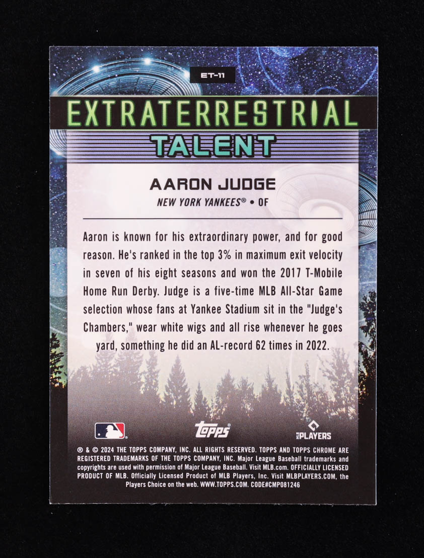 Aaron Judge 2024 Topps Cosmic Chrome Extraterrestrial Talent #ET11 at PristineAuction.com Aaron Judge 2024 Topps Cosmic Chrome Extraterrestrial Talent #ET11 at PristineAuction.com