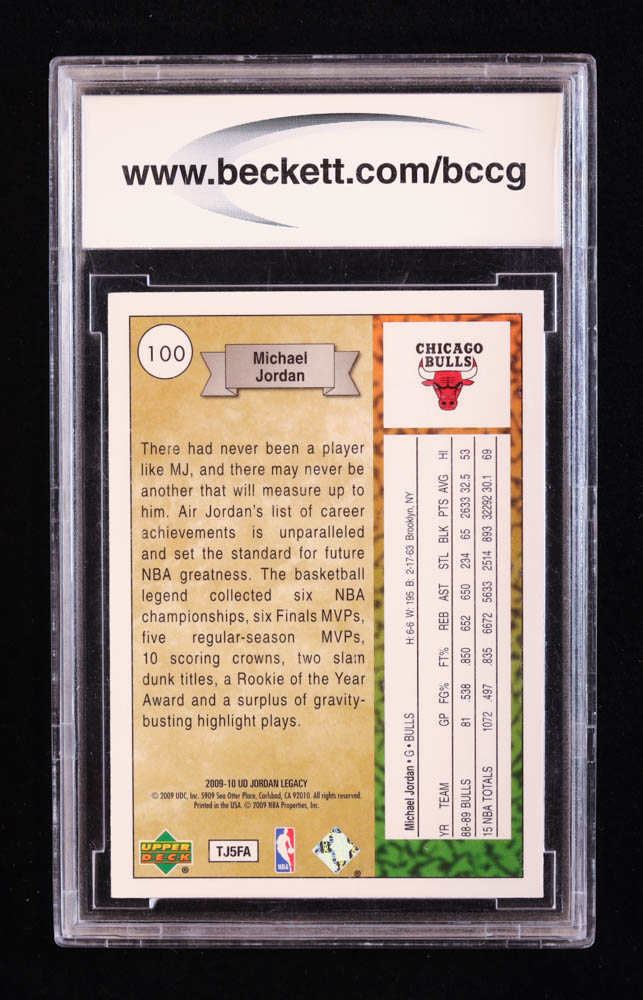Michael Jordan 2009-10 Upper Deck Michael Jordan Legacy Collection Gold #100 (BCCG 10) at PristineAuction.com Michael Jordan 2009-10 Upper Deck Michael Jordan Legacy Collection Gold #100 (BCCG 10) at PristineAuction.com