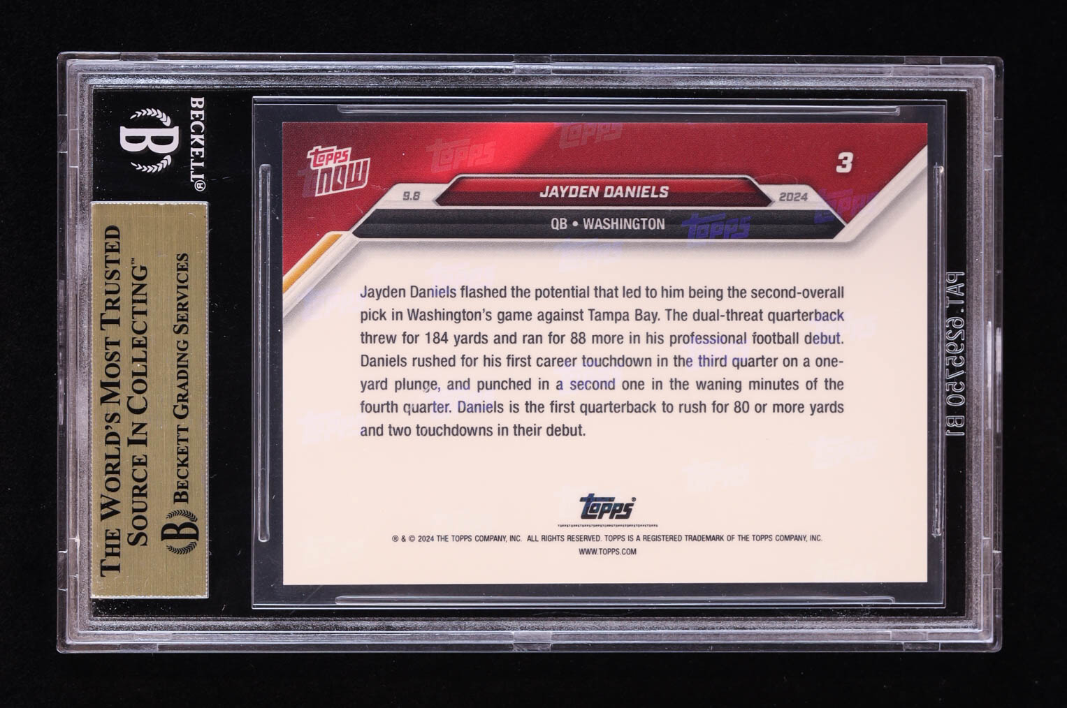 Jayden Daniels 2024 Topps Now #3 RC (BGS 9.5) at PristineAuction.com Jayden Daniels 2024 Topps Now #3 RC (BGS 9.5) at PristineAuction.com