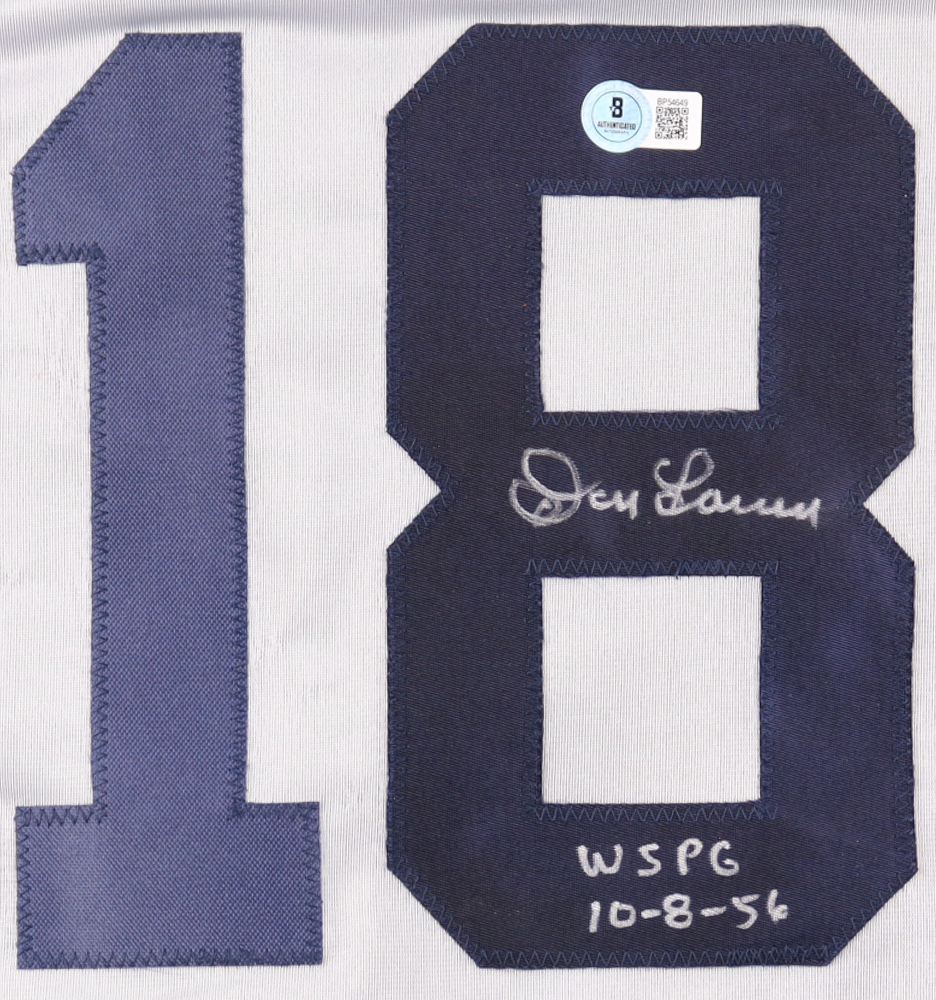 Don Larsen Signed Jersey Inscribed "WSPG 10-8-56" (Beckett) at PristineAuction.com Don Larsen Signed Jersey Inscribed "WSPG 10-8-56" (Beckett) at PristineAuction.com