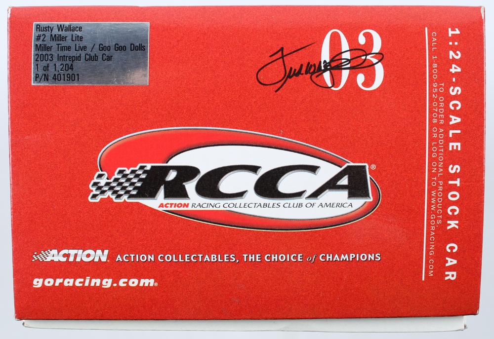 Rusty Wallace Signed LE #2 Miller Lite | Miller Time Live | Goo Goo Dolls | 2003 Intrepid Club Car 1:24 Die-Cast Car (Beckett) at PristineAuction.com Rusty Wallace Signed LE #2 Miller Lite | Miller Time Live | Goo Goo Dolls | 2003 Intrepid Club Car 1:24 Die-Cast Car (Beckett) at PristineAuction.com