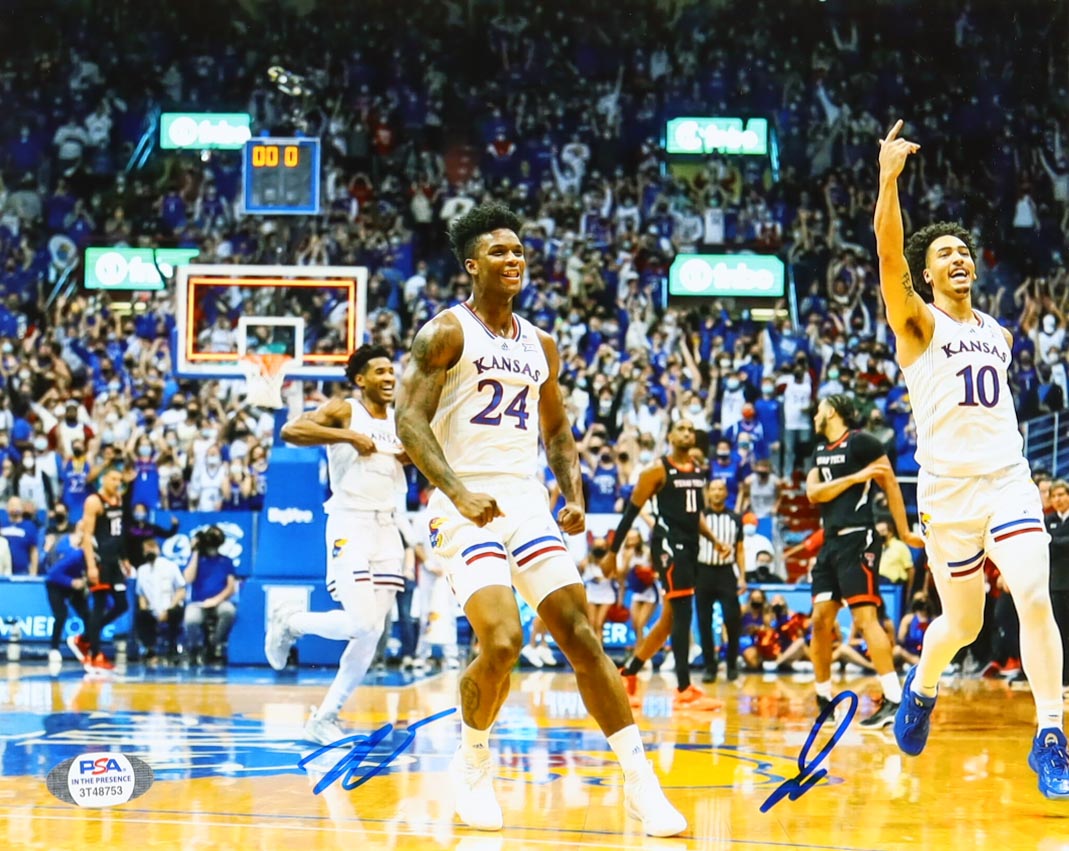 K.J. Adams Jr. & Jalen Wilson Signed Kansas Jayhawks 8x10 Photo (PSA) at PristineAuction.com K.J. Adams Jr. & Jalen Wilson Signed Kansas Jayhawks 8x10 Photo (PSA) at PristineAuction.com