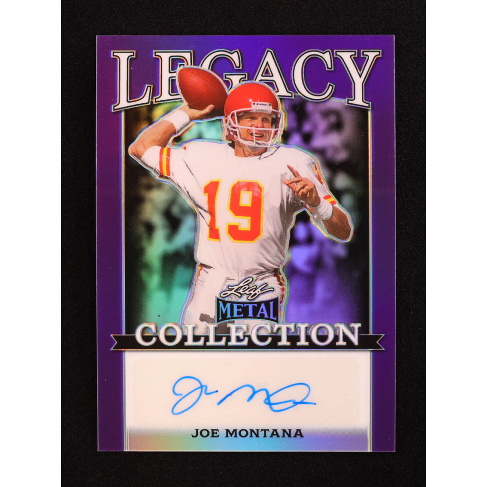 Joe Montana 2024 Leaf Legacy Collection #BA-JM15 Autograph Purple Prismatic SP Variation #2/10 at PristineAuction.com