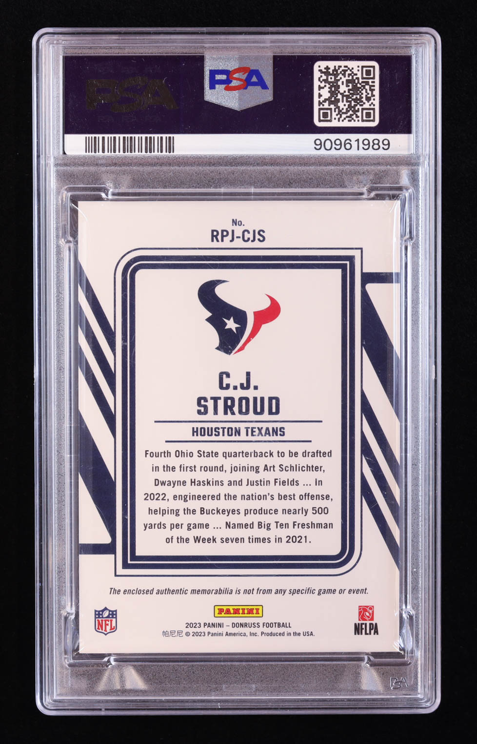 CJ Stroud 2023 Donruss Rookie Phenom Jerseys #2 RC (PSA 10) at PristineAuction.com CJ Stroud 2023 Donruss Rookie Phenom Jerseys #2 RC (PSA 10) at PristineAuction.com