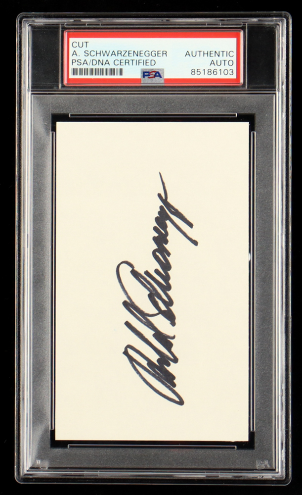 Arnold Schwarzenegger Signed 3x5 Cut (PSA) at PristineAuction.com Arnold Schwarzenegger Signed 3x5 Cut (PSA) at PristineAuction.com