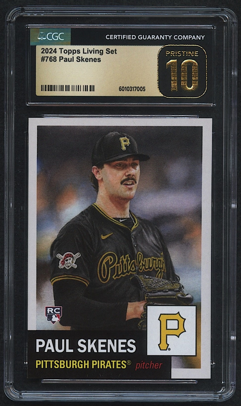 Paul Skenes 2024 Topps Living Set #768 RC (CGC 10 | Black Label) at PristineAuction.com Paul Skenes 2024 Topps Living Set #768 RC (CGC 10 | Black Label) at PristineAuction.com