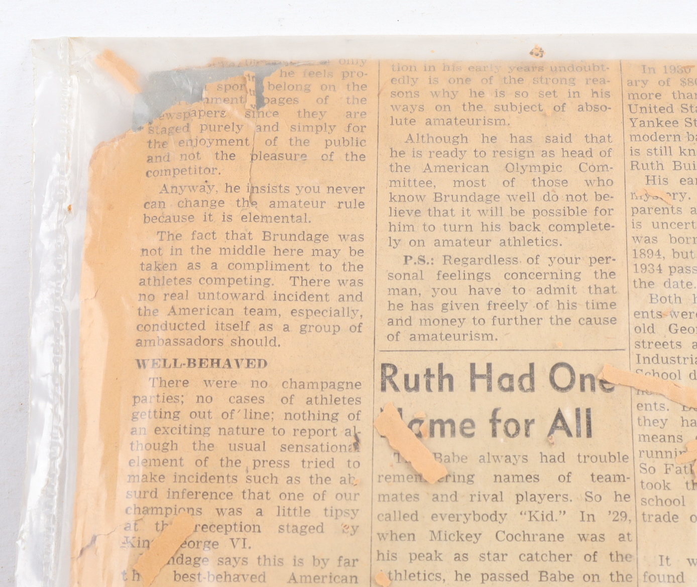 1948 Death of Babe Ruth Original LA Times Newspaper Sports Section at PristineAuction.com 1948 Death of Babe Ruth Original LA Times Newspaper Sports Section at PristineAuction.com