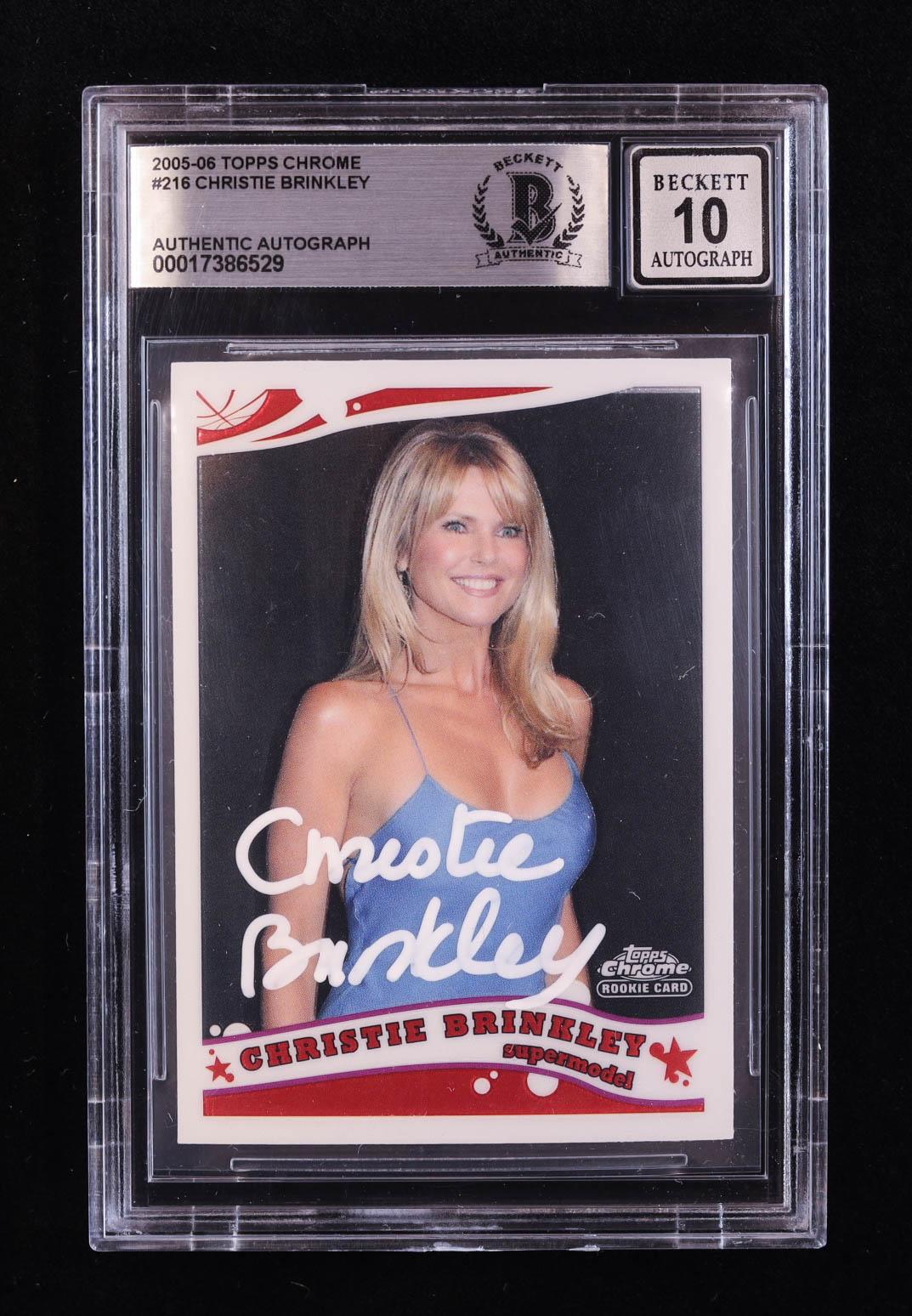 Christie Brinkley Signed 2005-06 Topps Chrome #216 RC (BGS | Auto 10) at PristineAuction.com Christie Brinkley Signed 2005-06 Topps Chrome #216 RC (BGS | Auto 10) at PristineAuction.com