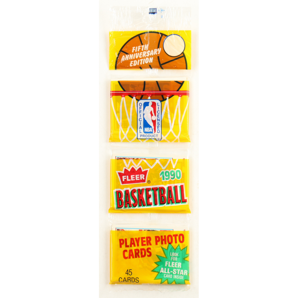 1990 Fleer Basketball 5th Anniversary Edition Rack Pack with (45) Cards ...