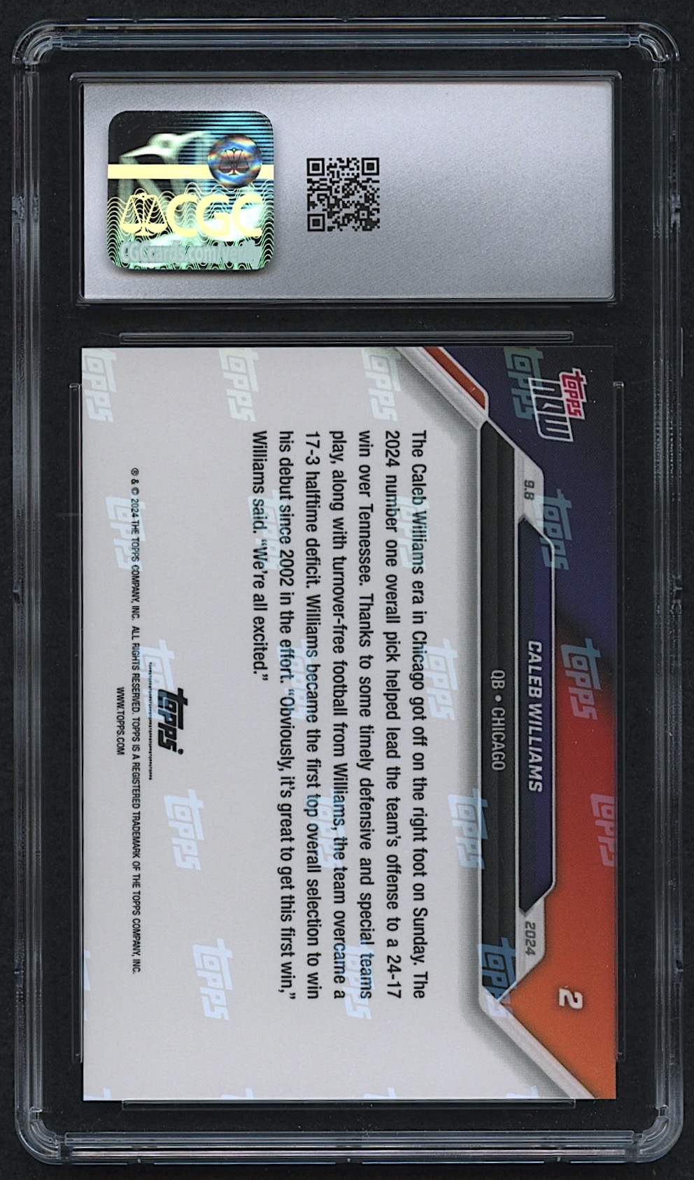 Caleb Williams 2024 Topps Now #2 RC (CGC 10) at PristineAuction.com Caleb Williams 2024 Topps Now #2 RC (CGC 10) at PristineAuction.com