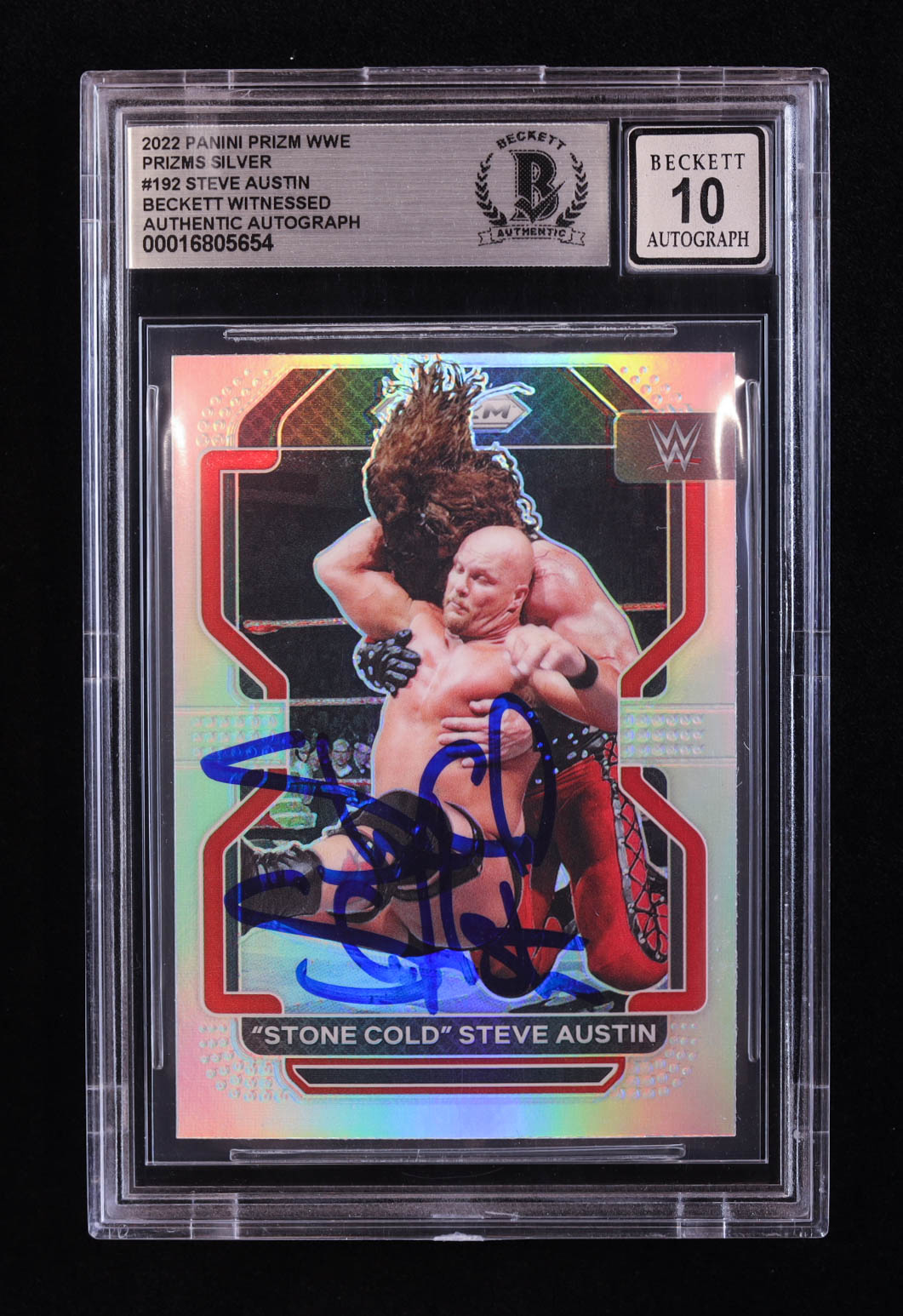 "Stone Cold" Steve Austin Signed 2022 Panini Prizm WWE Prizms Silver #192 (BGS | Auto 10) at PristineAuction.com "Stone Cold" Steve Austin Signed 2022 Panini Prizm WWE Prizms Silver #192 (BGS | Auto 10) at PristineAuction.com