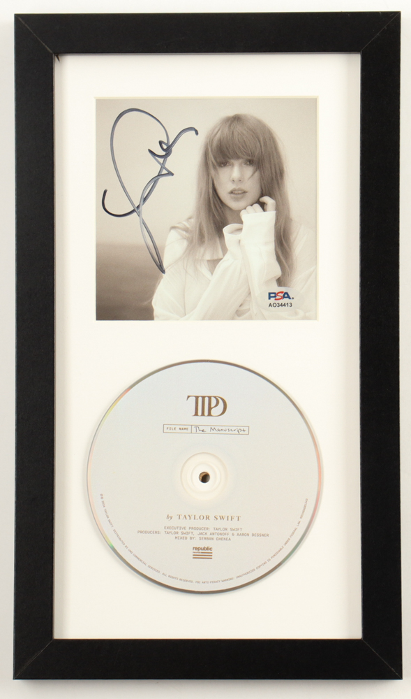 Taylor Swift Signed Custom Framed "The Tortured Poets Department" CD Album Insert Display With Disc (PSA) at PristineAuction.com Taylor Swift Signed Custom Framed "The Tortured Poets Department" CD Album Insert Display With Disc (PSA) at PristineAuction.com
