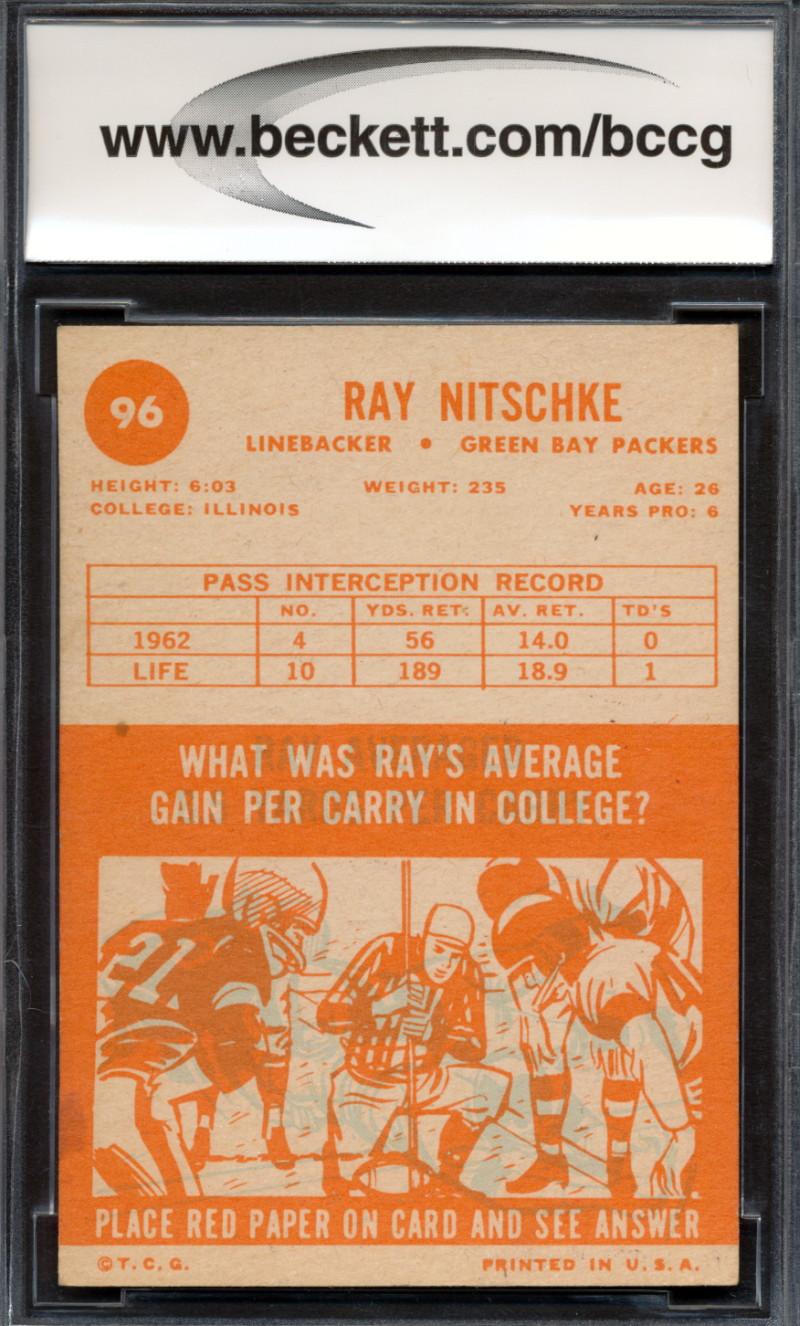 Ray Nitschke 1963 Topps #96 RC (BCCG 8) at PristineAuction.com Ray Nitschke 1963 Topps #96 RC (BCCG 8) at PristineAuction.com