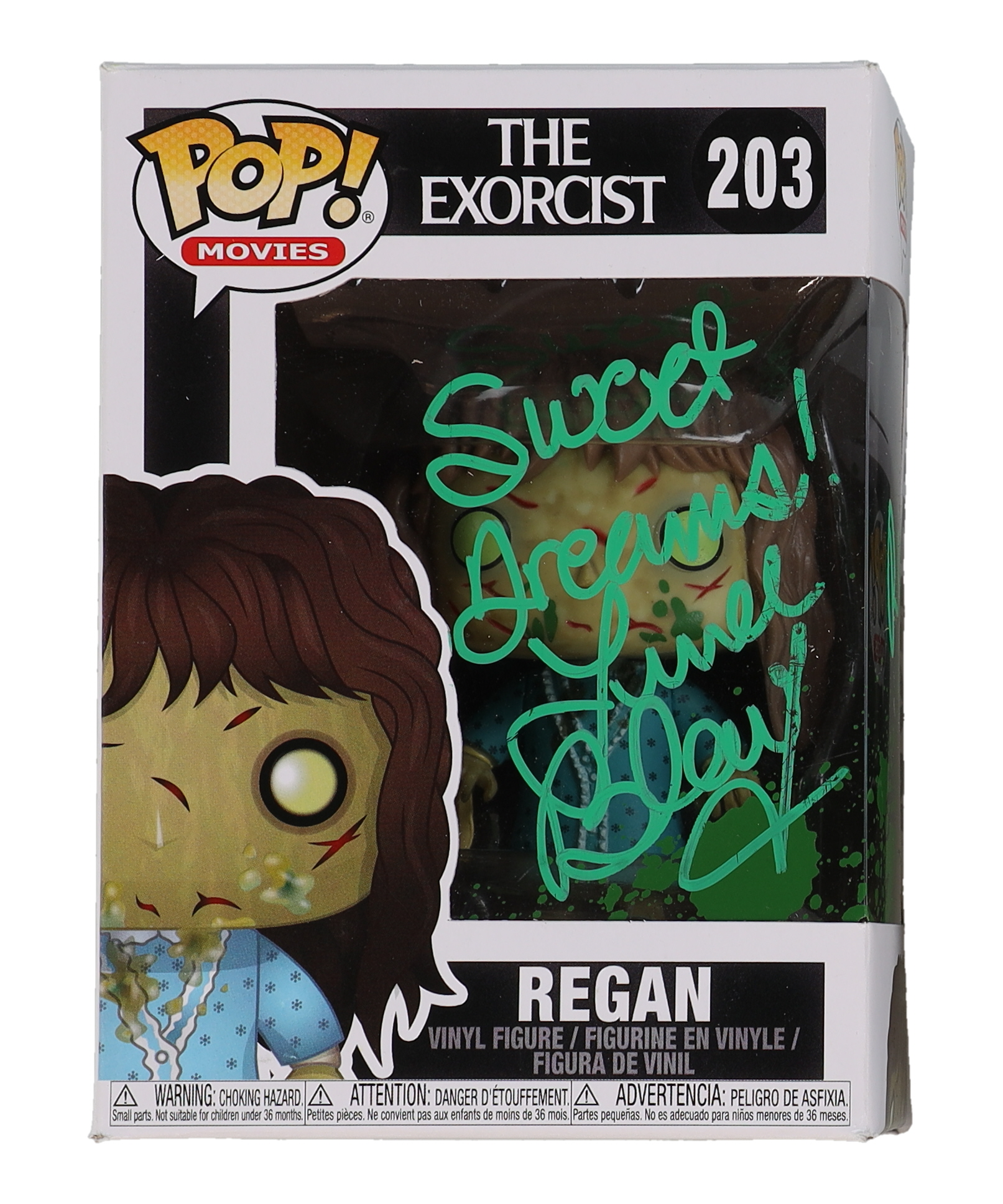 Linda Blair Signed "The Exorcist" #203 Regan Funko Pop! Vinyl Figure Inscribed "Sweet Dreams, Regan" (JSA) at PristineAuction.com Linda Blair Signed "The Exorcist" #203 Regan Funko Pop! Vinyl Figure Inscribed "Sweet Dreams, Regan" (JSA) at PristineAuction.com