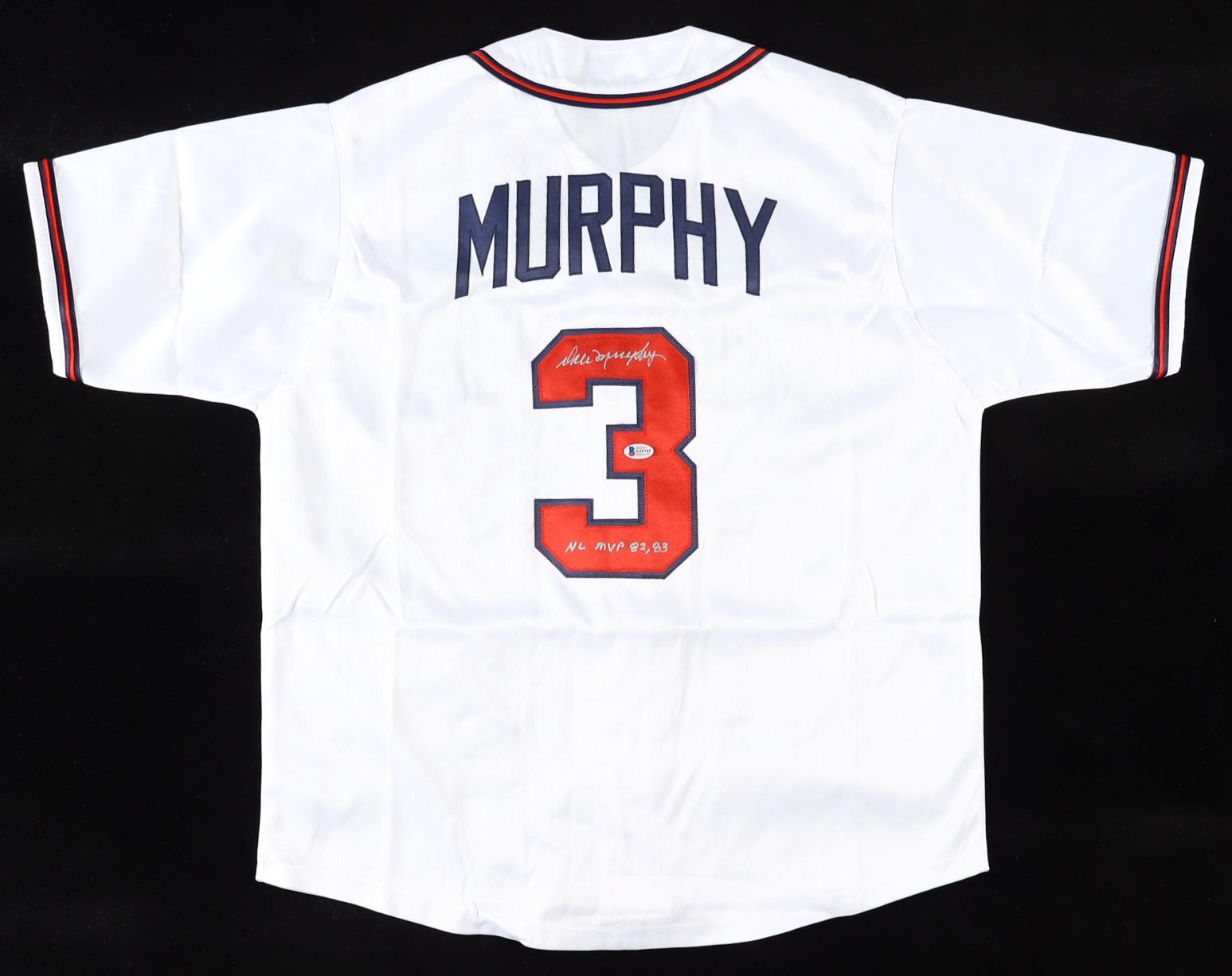 Dale Murphy Signed Jersey Inscribed "NL MVP 82, 83" (Beckett) at PristineAuction.com Dale Murphy Signed Jersey Inscribed "NL MVP 82, 83" (Beckett) at PristineAuction.com