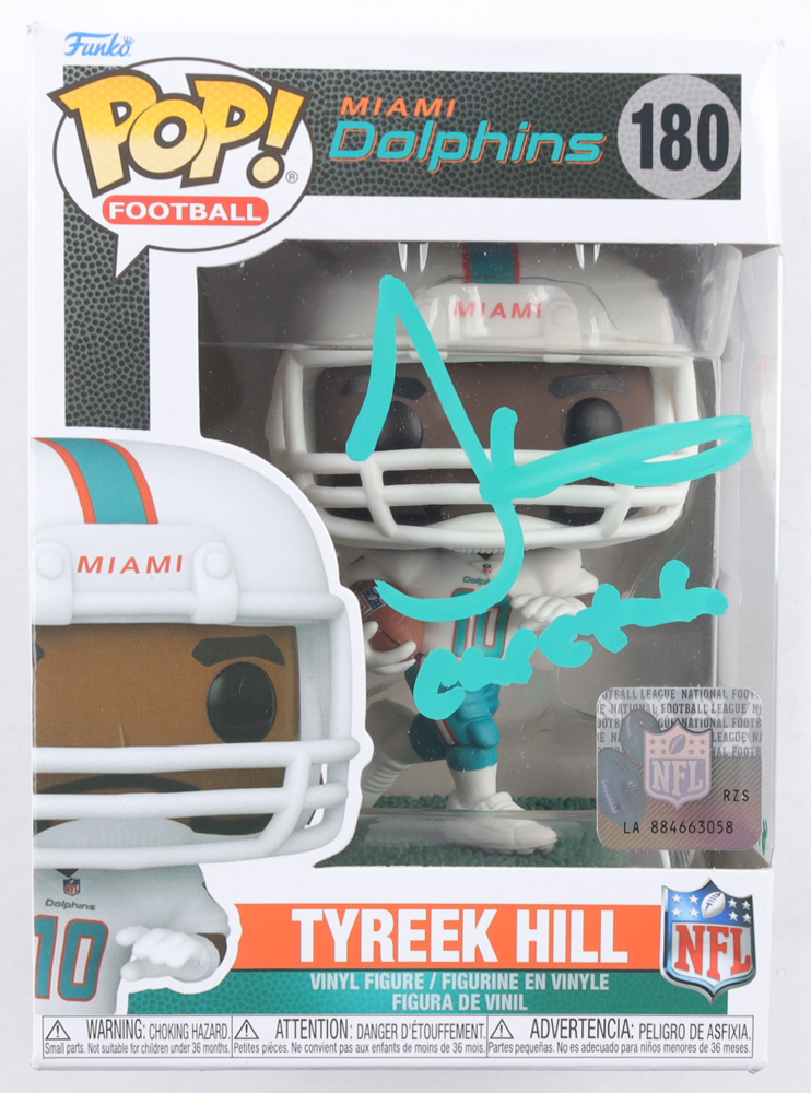 Tyreek Hill Signed Dolphins #180 Funko Pop! Vinyl Figure Inscribed "Cheetah" (Beckett) at PristineAuction.com Tyreek Hill Signed Dolphins #180 Funko Pop! Vinyl Figure Inscribed "Cheetah" (Beckett) at PristineAuction.com