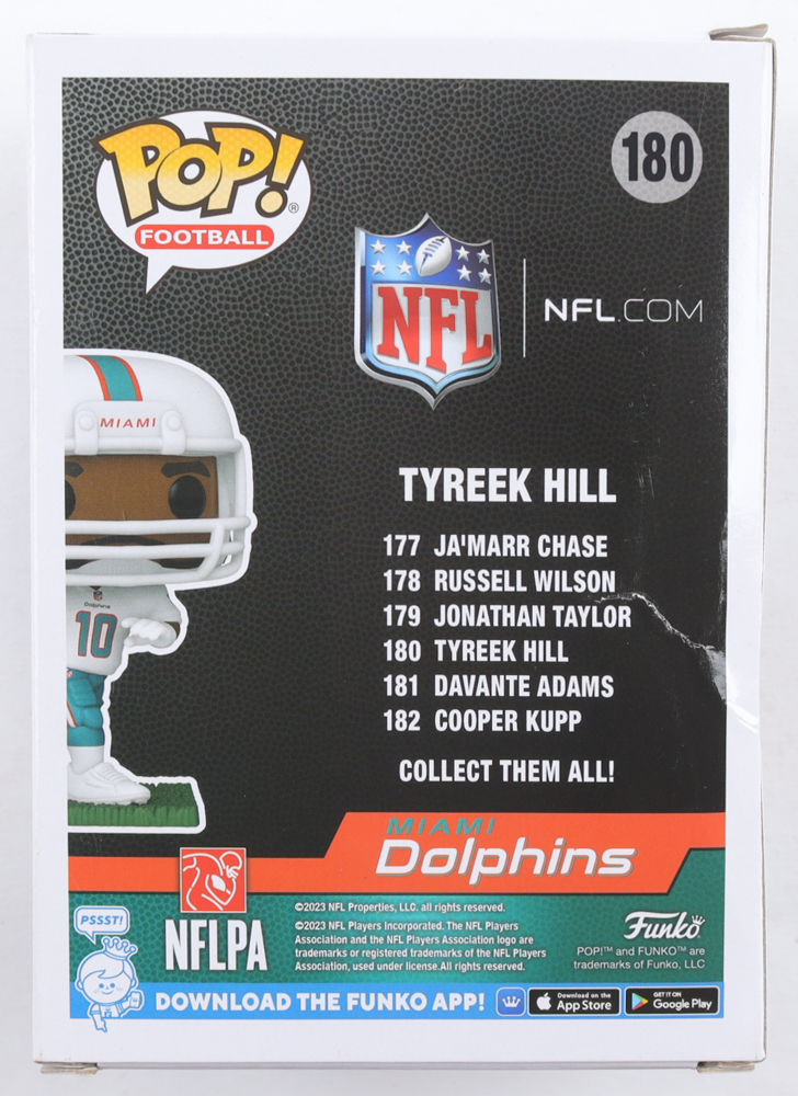 Tyreek Hill Signed Dolphins #180 Funko Pop! Vinyl Figure Inscribed "Cheetah" (Beckett) at PristineAuction.com Tyreek Hill Signed Dolphins #180 Funko Pop! Vinyl Figure Inscribed "Cheetah" (Beckett) at PristineAuction.com