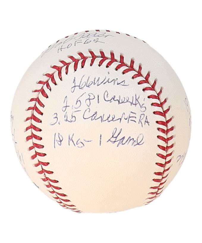 Bob Feller Signed OML Baseball with Multiple Career Stat Inscriptions (Reggie Jackson) at PristineAuction.com Bob Feller Signed OML Baseball with Multiple Career Stat Inscriptions (Reggie Jackson) at PristineAuction.com