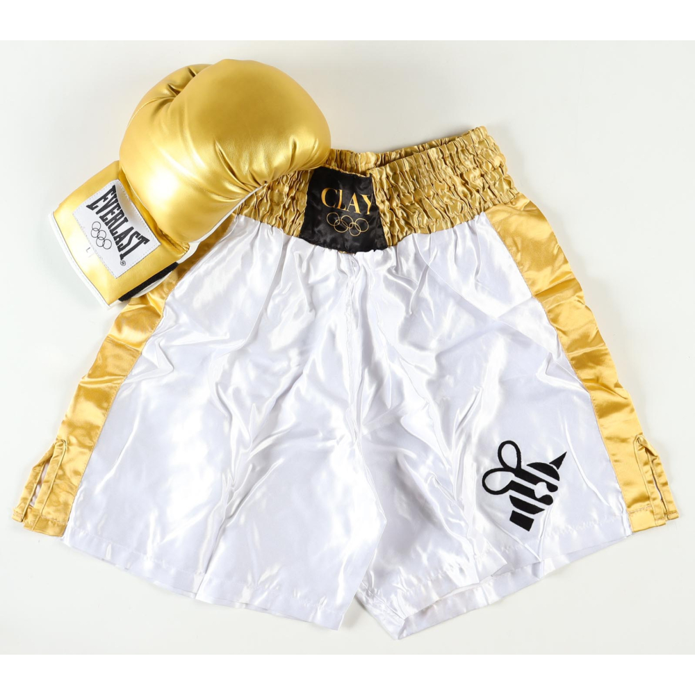 Cassius Clay 1960 Olympics Gold Trunks & Gold Glove Set at PristineAuction.com